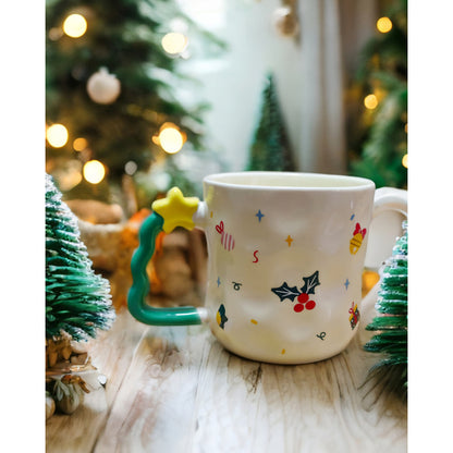 Taza De Navidad Con Agarre Árbol De Navidad 380ml Mug Lindo
