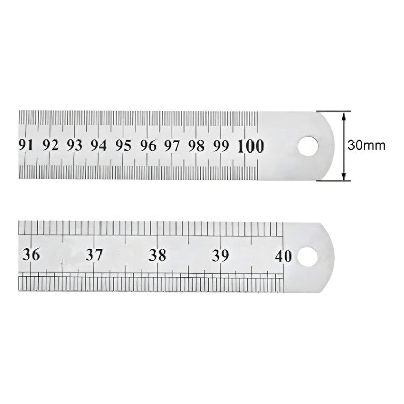 Regla Metálica Doble Cara 100cm 40 Pulgadas Acero Inoxidable