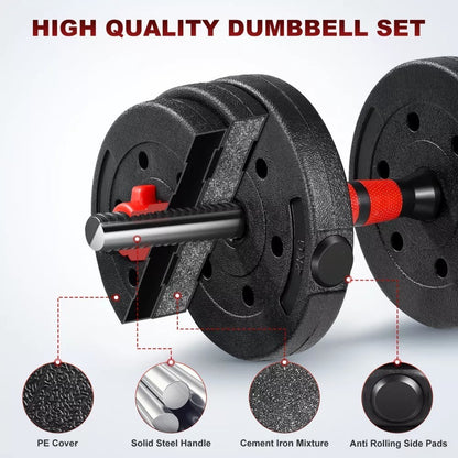 Kit Mancuerna Pvc Ajustable Set Barra Extensión 20kg /ryc