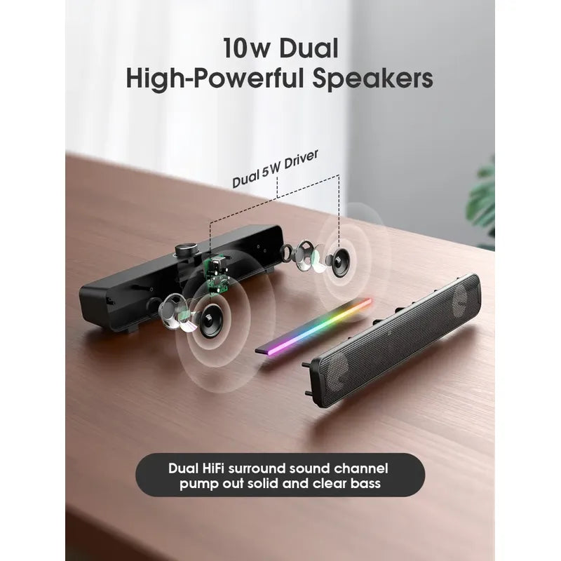 Parlante Bluetooth Onikuma L16 Barra De Sonido Con Luzb Rgb Negro L16