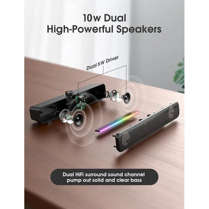 Parlante Bluetooth Onikuma L16 Barra De Sonido Con Luzb Rgb Negro L16