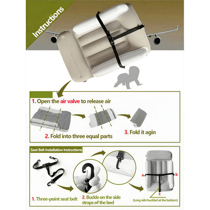 Cama De Viaje Inflable Para Bebés Niñ@s Para Avión Auto Ryc Color Beige/blanco