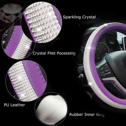 Funda Cubre Volante Ecocuero Y Cristal Violeta Antideslizant