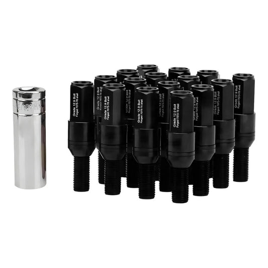 Set 20 Pernos De Llanta Doble Cabezal + Llave M14 Tunning Ne 8068 Negro M14x1.5
