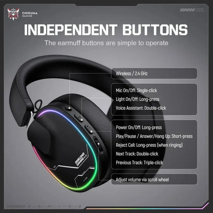 Audifono Gamer Onikuma Gt836 4modos Bluetooth Usb C Y Cable Negro Gt836