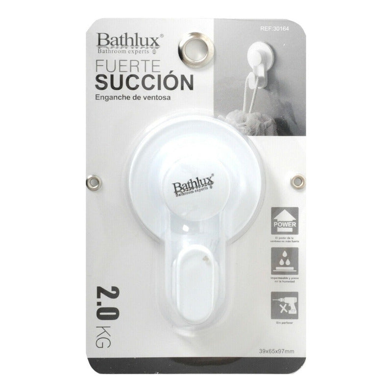 Bathlux Gancho Percha Con Ventosa Baño Sin Perforar Color Blanco