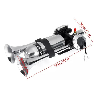 Bocina De Aire Blazer Eléctrica Doble Trompeta 12-24v Potent