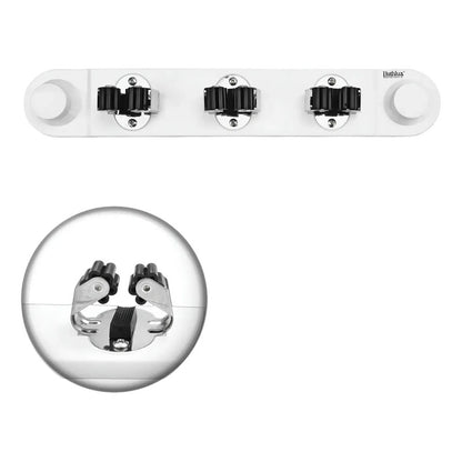 Organizador De Pared 3 Escoba Mopa Trapero Ventosa Fuerte Blanco