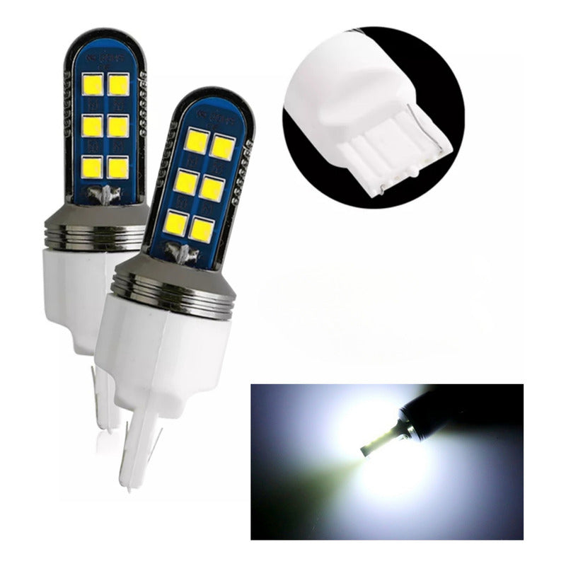 X2 Ampolleta T20 Led Luz Blanca Carcasa Aluminio Auto /ryc