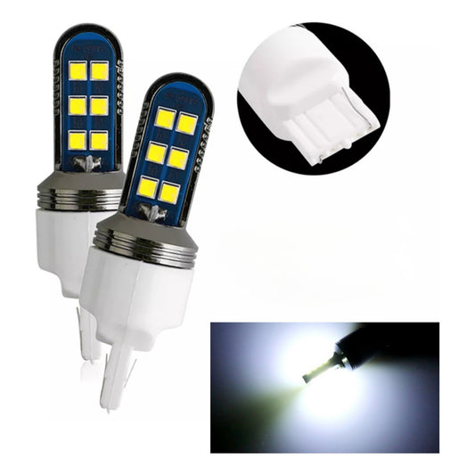 X2 Ampolleta T20 Led Luz Blanca Carcasa Aluminio Auto /ryc