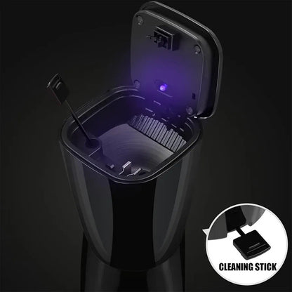 Cenicero Con Luz Led Y Tapa Abre Fácil Monedero Auto Casa Negro Yd-001