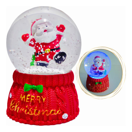Bola De Nieve Con Luz Esfera Cristal De Navidad 10cm Decora