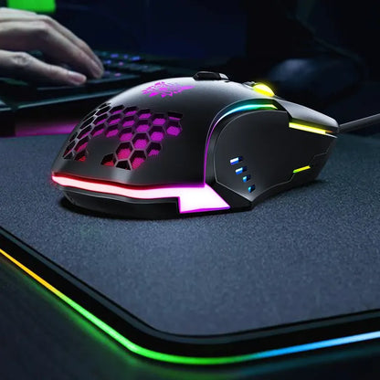 Mouse Gamer Onikuma Cw902 Con Luz 7 Boton Ergonomico Ligero Negro Cw902