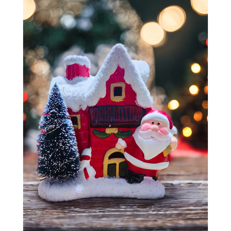 Villa De Navidad Mini Con Luz Casa Navideña Con Luz Y Árbol