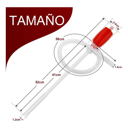 Bomba Sifón Manual Trasvasije Combustible Multiuso 52cm /ryc