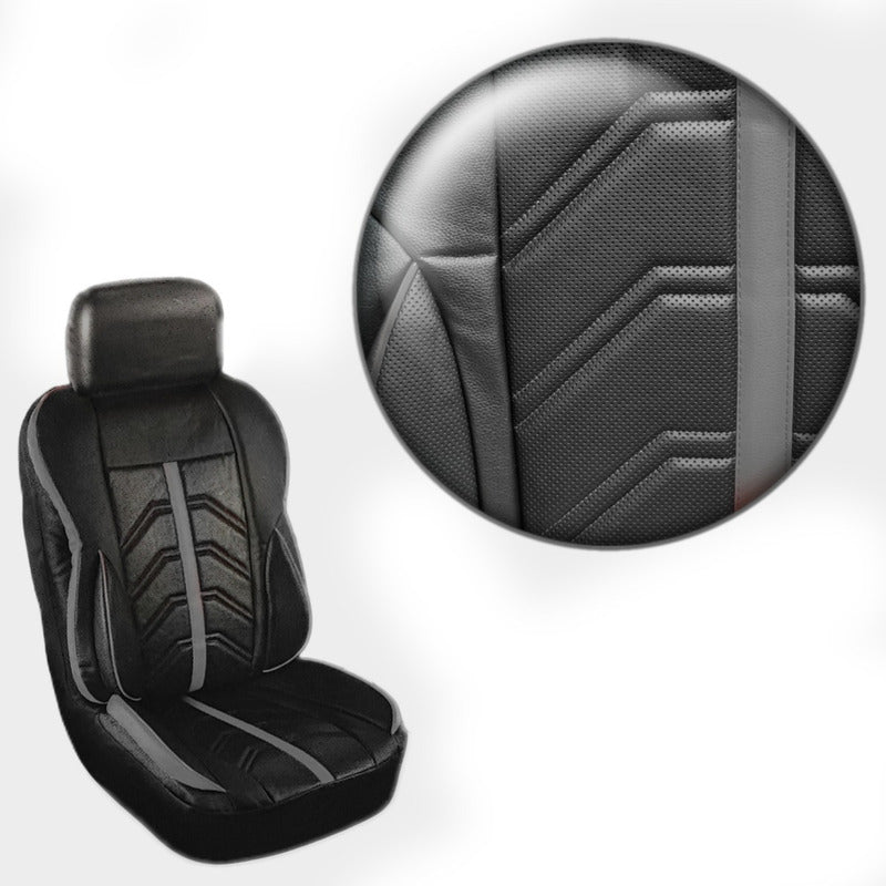 Juego Funda Cubreasiento 100% Eco Cuero Acolchado Y Bolsillo