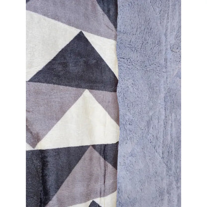 Plumón Cobertor Cubrecama Plush Chiporro Funda 2p Diseños Gris Mod12 Zigzag