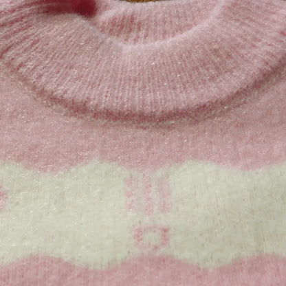 Sweater De Niña Tejido Cuello Alto Suéter Caliente Polerón Rosa 211 Corazones 150