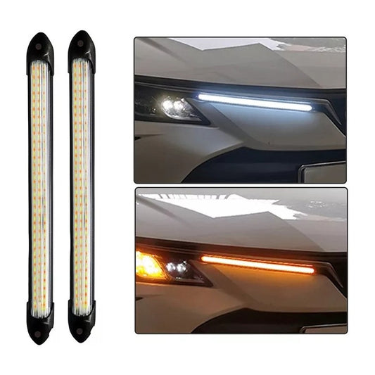X2 Tira Led Luz Neblinero Secuencial Blanco Amarillo 17cm