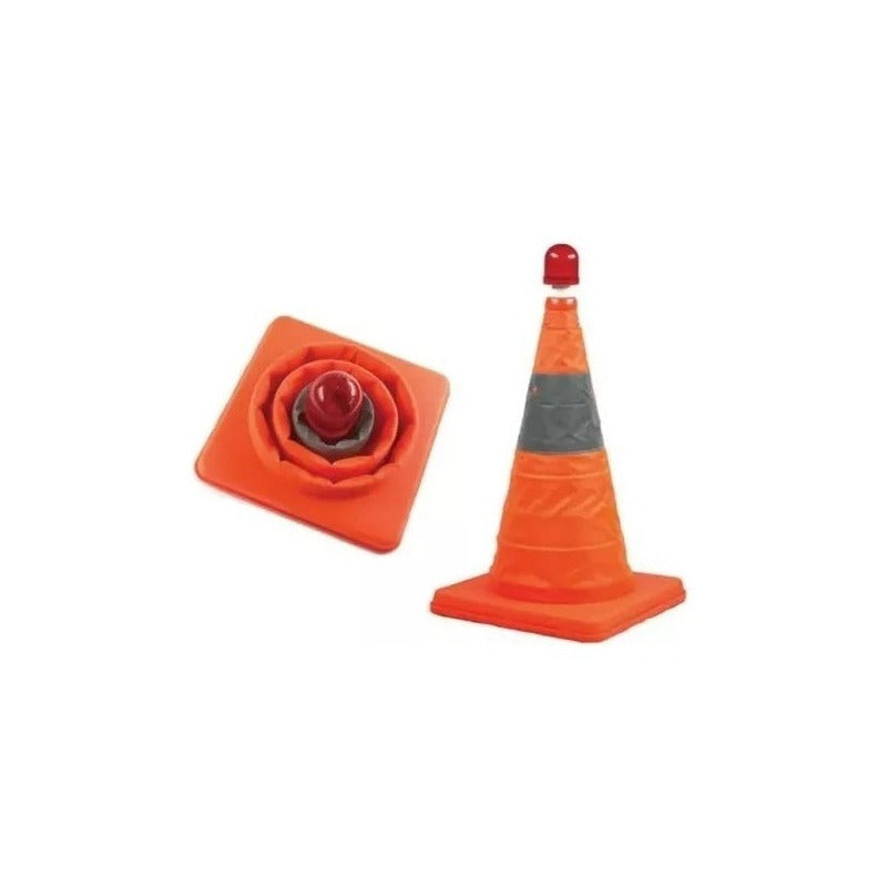 X2 Cono De Emergencia Retractil Reflectante Con Luz Led 50cm
