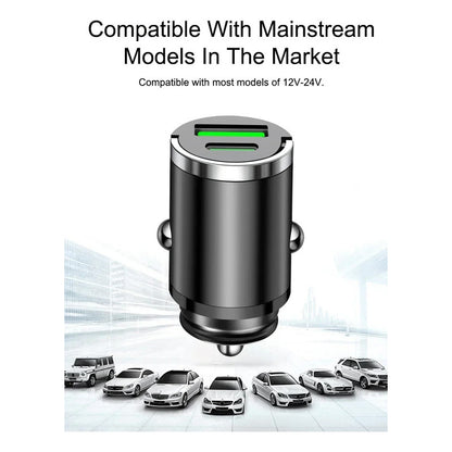 Cargador Auto Invisible Carga Rápida 100w Tipoc Y Usb 12-24v