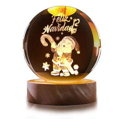 Esfera De Cristal Lámpara Noche Diseño Navidad 3d Bola 8cm