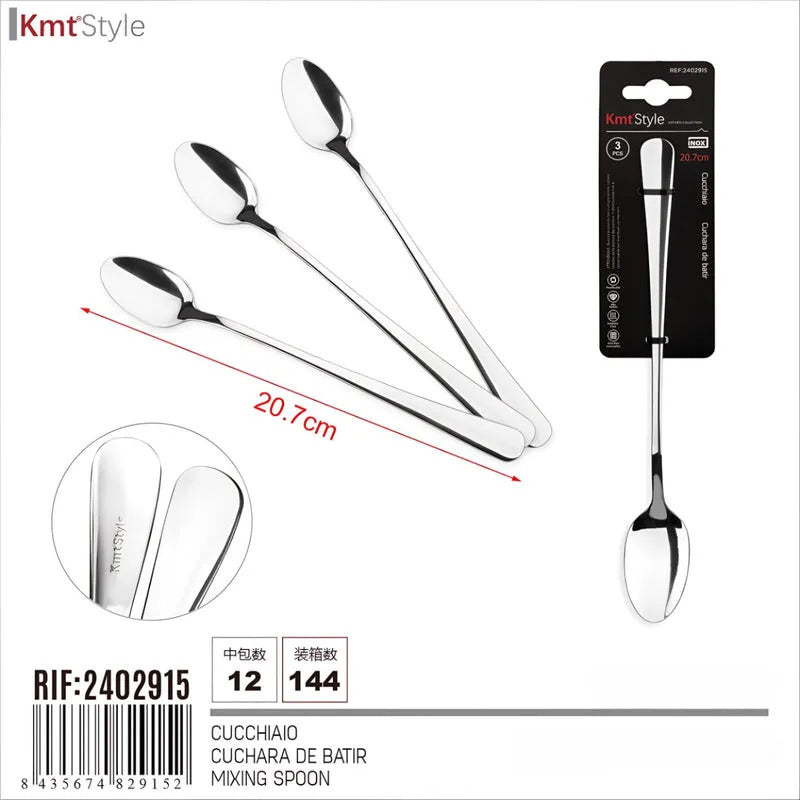 X3 Cuchara De Batir Cuchara Acero Inoxidable 20.7cm Bebida Plata 2402915