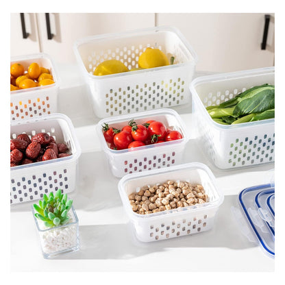 X3 Contenedor Hermético Frutas Verduras Frescas Con Colador