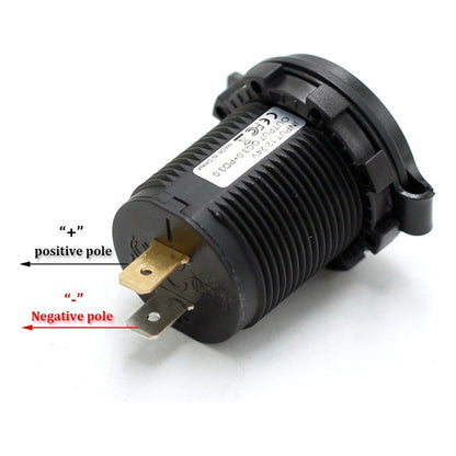 Cargador Auto Rápido 30w Tipo C Y 18w Usb Doble Puerto 12-24v Luz Roja Negro Luz Rojo 1863