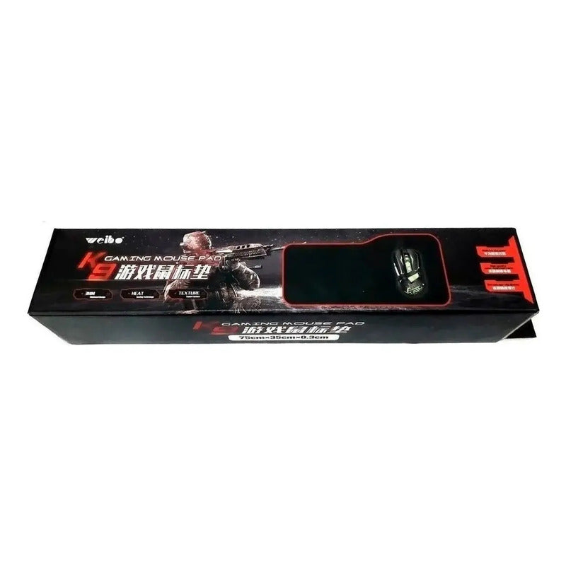 Mouse Pad Gamer Xl Antideslizante Negro Borde Cosido 75x35cm