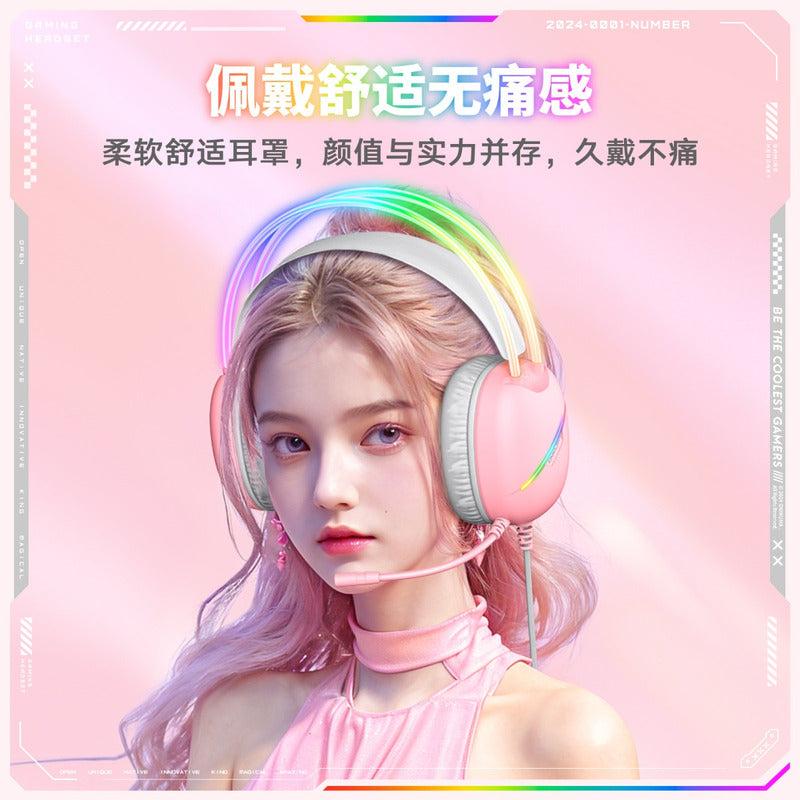 Auriculares Con Micrófono Audifonos Onikuma X33 Para Pc Xbox Color Rosa