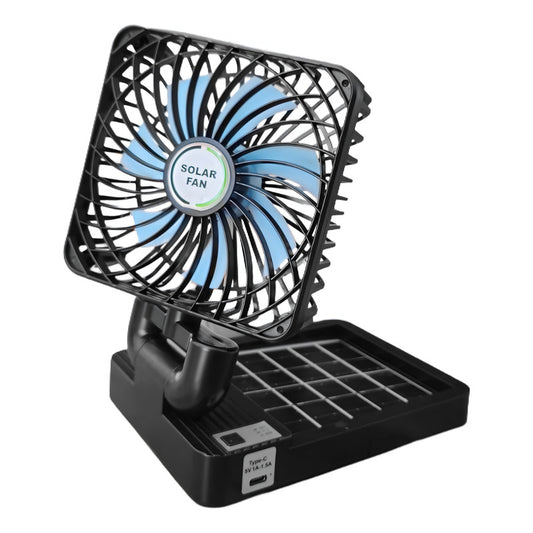 Ventilador Para Auto Y Casa Recargable Panel Solar Usb 360°