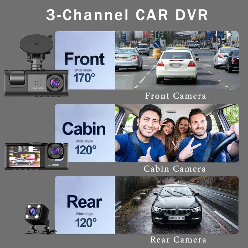 Dash Cam Doble Lente Para Auto Fhd 1080p + Cámara Retroceso