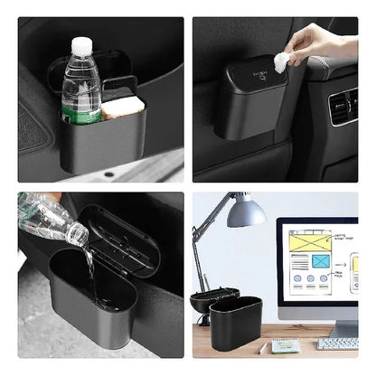 Basurero Portátil Para Auto Con Tapa Push. Soporte Universal Qiaoyang Negro