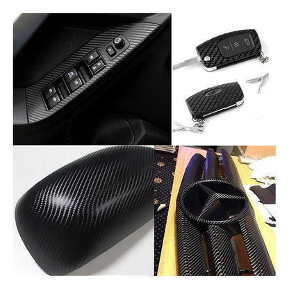 Rollo Vinilo Fibra De Carbono 4d Adhesivo 35x50cm 4d 4d Negro Fibra