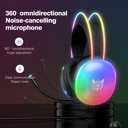 Audifonos Gamer Onikuma X25 Micrófono Cable Adaptador Y Rgb Negro
