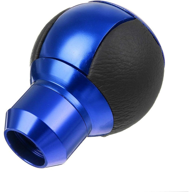 Pomo Palanca De Cambio Redondo Eco Cuero Negro-azul 71a