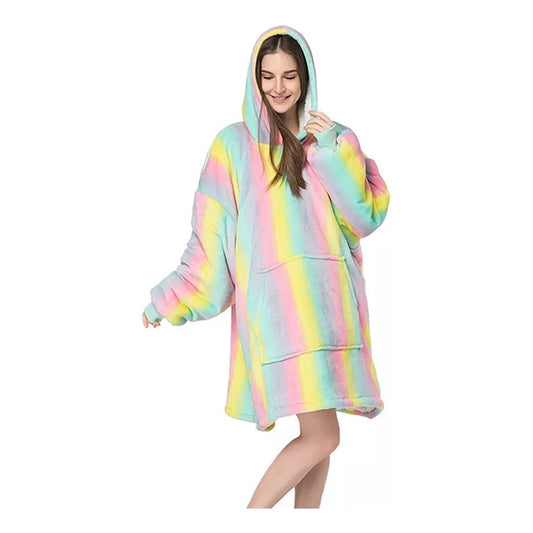 Polerón Con Capucha Sudadera Manta Sherpa Invierno Huggle/r&