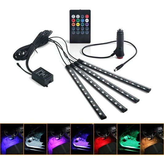 Tirax4 Led Luz Piso Interior Auto +control Ritmica/r&c