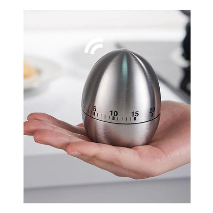 Temporizador De Cocina Mecánico Forma De Huevo 60mim Alarma Plateado Huevo Cocido