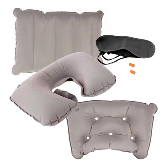 Kit De Viaje Inflable Cojín Cuello Lumbar Asiento + Antifaz