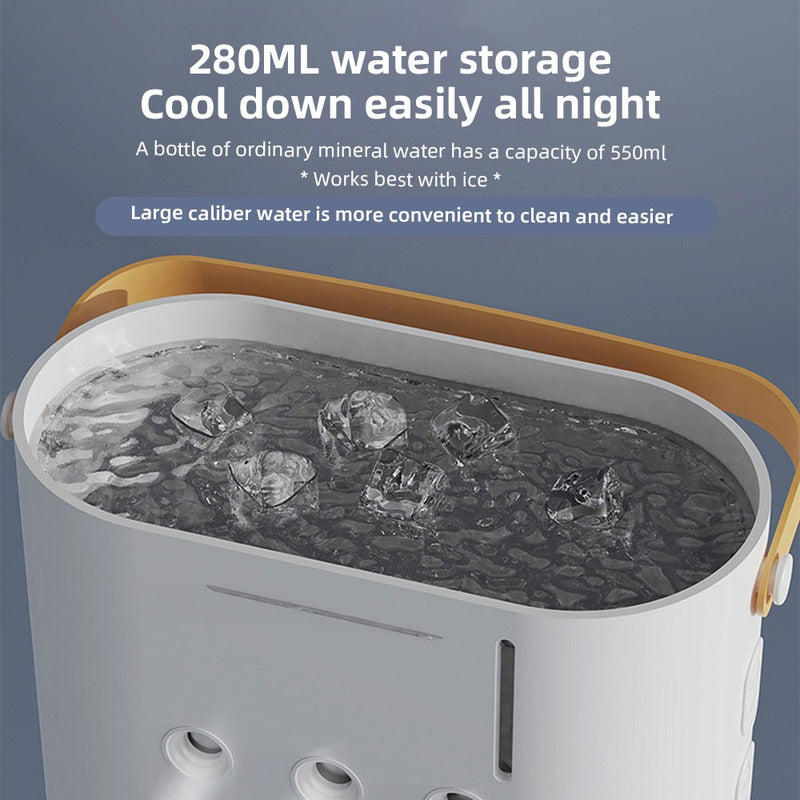 Ventilador Doble Con Humidificador Aire Frio Luz Y Control