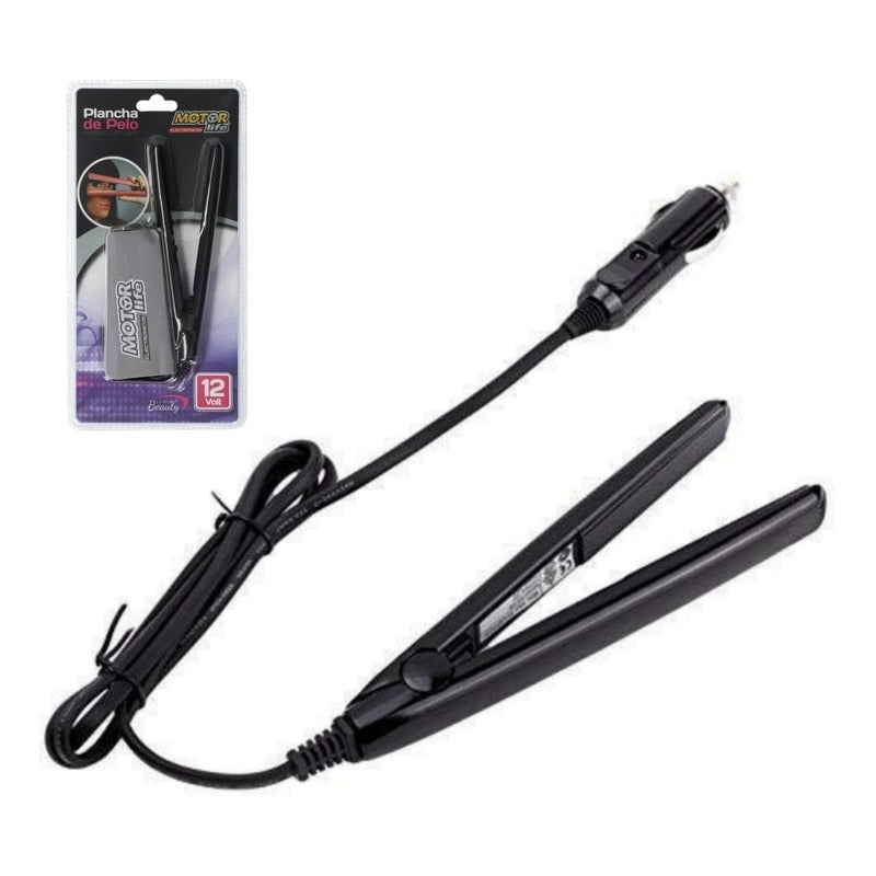 Plancha Alisadora De Pelo Motorlife Para El Auto Mini Color Negro