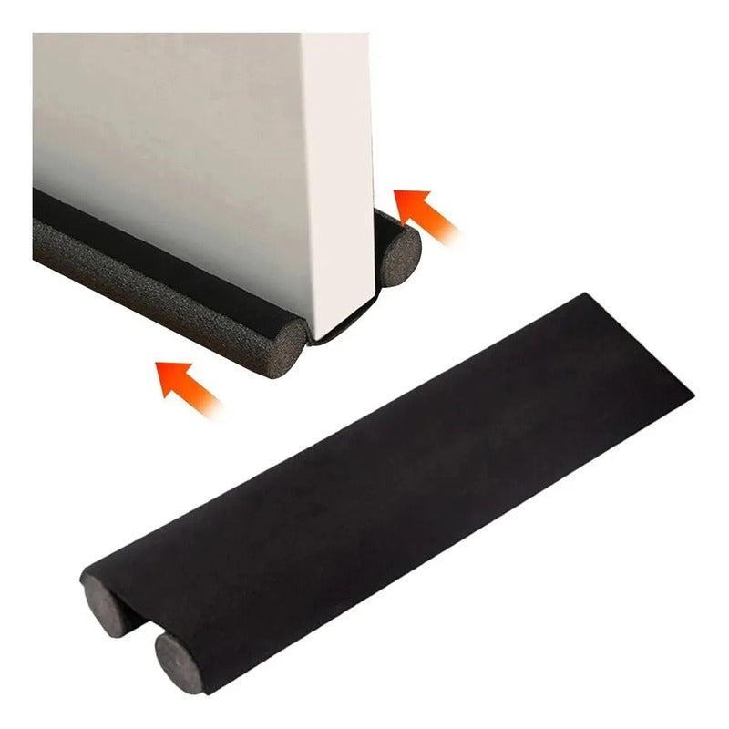 Protector Doble Aislante Frío Polvo Insecto Burlete Puerta Color Negro Liso