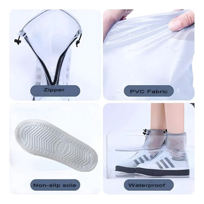 Bota Protector Silicon Impermeable Cubre Zapato Tenis Lluvia Transparente Negro S T35-36 (25.5cm)