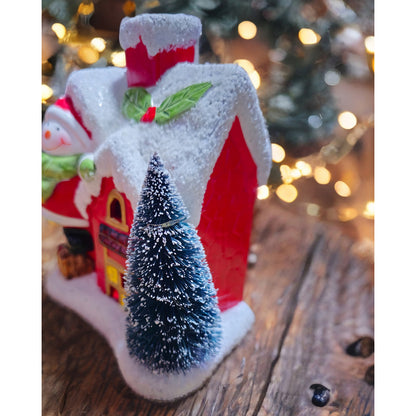 Villa De Navidad Mini Con Luz Casa Navideña Con Luz Y Árbol