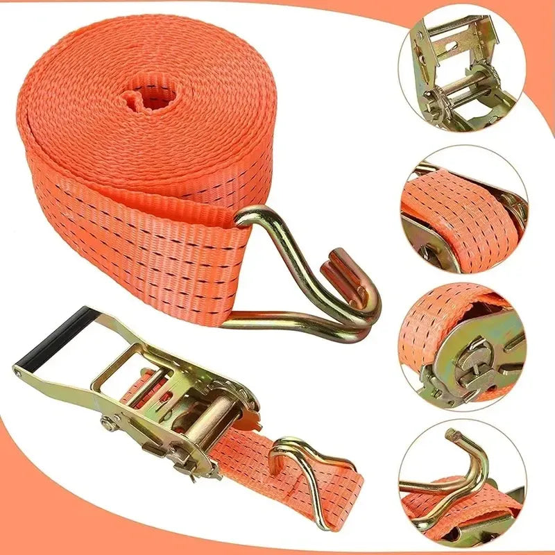 Eslinga De Amarre Con Tensor 5cm 10mts 1300kgs Para Carga Naranja Hs-201a