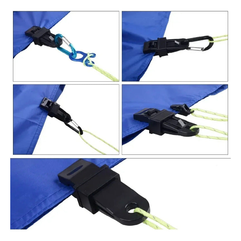 X4 Gancho Para Lona Toldo Malla Carpa Camping Mediasombra Color Negro