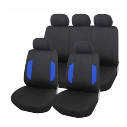 Set Funda Cubre Asiento Auto Universal Negro Azúl 9pcs