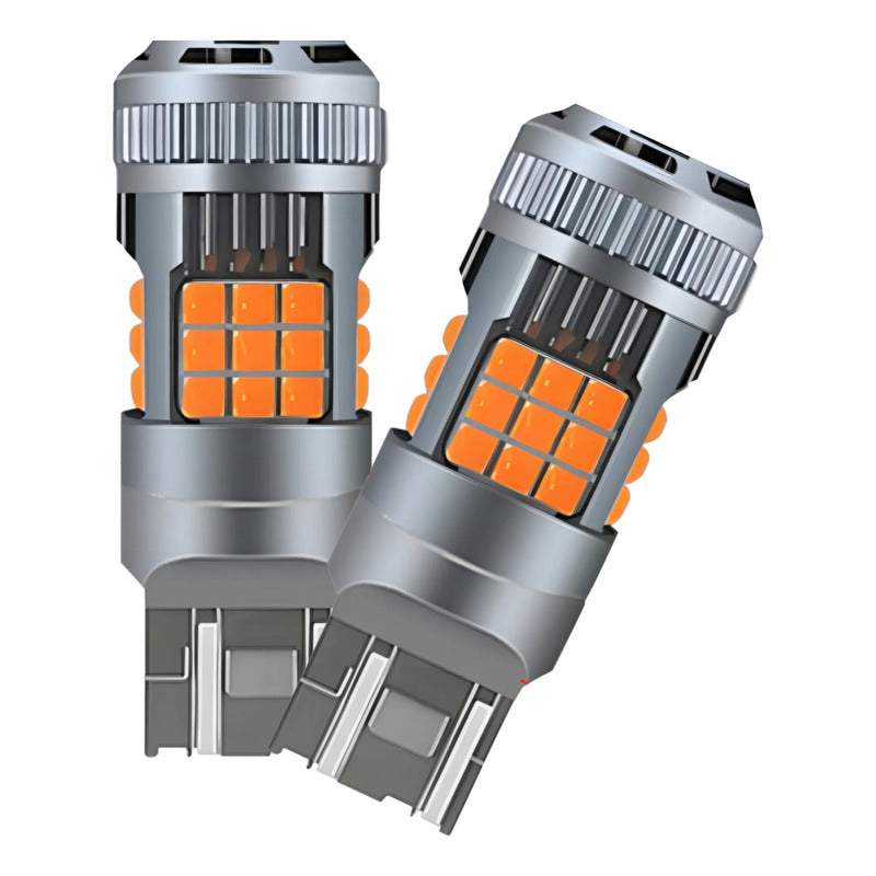 X2 Ampolleta Turbo Led Roja Blanco Ámbar Luz Freno 12/24v Ambar T20 2 Contactos 7443